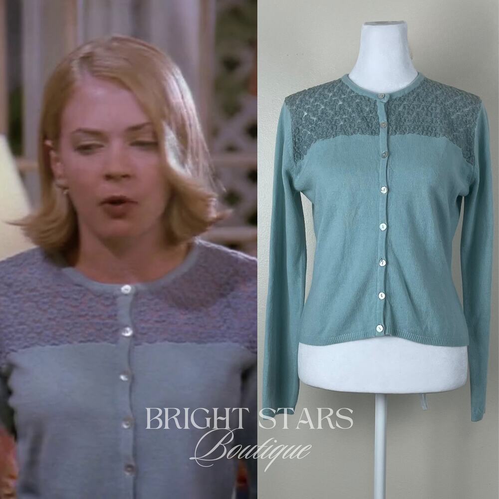 Rare Blue Knit Cardigan ASO Sabrina the Teenage Witch Vintage Fall 90s Knitted